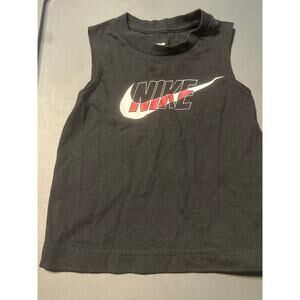 Nike 2t Boys Black Tank Top with White Swossh and Red/Black Writing